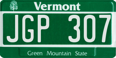 VT license plate JGP307