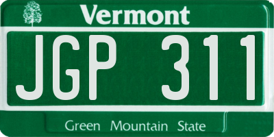 VT license plate JGP311