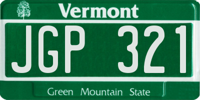 VT license plate JGP321