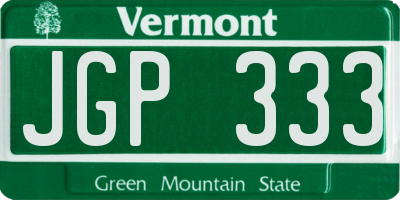 VT license plate JGP333