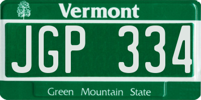 VT license plate JGP334