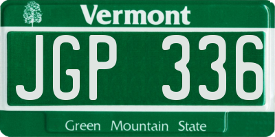 VT license plate JGP336
