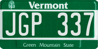 VT license plate JGP337