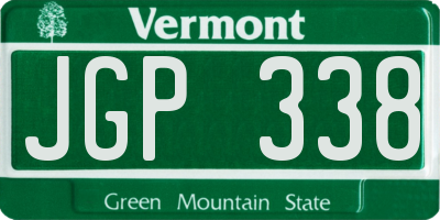 VT license plate JGP338