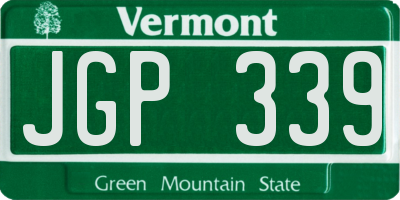 VT license plate JGP339