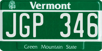 VT license plate JGP346