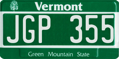 VT license plate JGP355