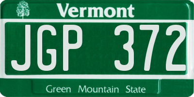 VT license plate JGP372