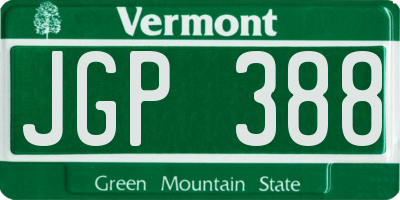 VT license plate JGP388