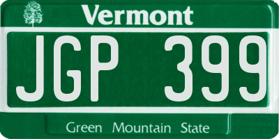 VT license plate JGP399