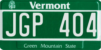 VT license plate JGP404