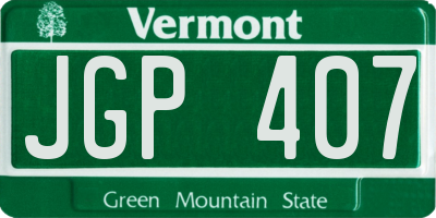 VT license plate JGP407