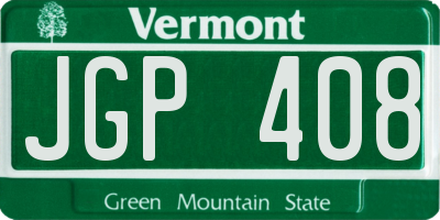 VT license plate JGP408