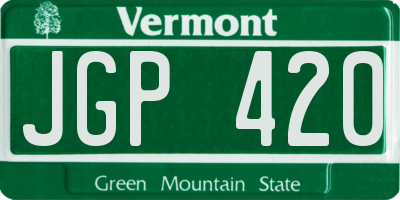 VT license plate JGP420