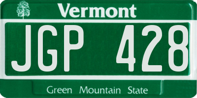 VT license plate JGP428