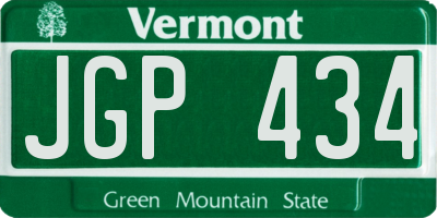 VT license plate JGP434