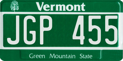 VT license plate JGP455