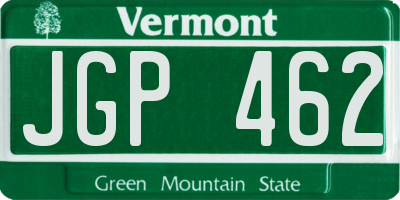 VT license plate JGP462