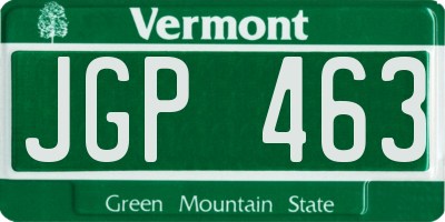 VT license plate JGP463