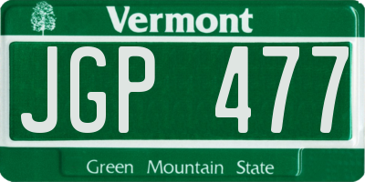 VT license plate JGP477