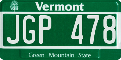 VT license plate JGP478