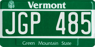 VT license plate JGP485