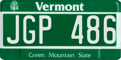 VT license plate JGP486