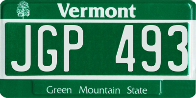VT license plate JGP493