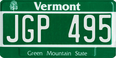 VT license plate JGP495