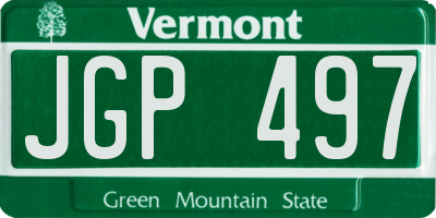 VT license plate JGP497