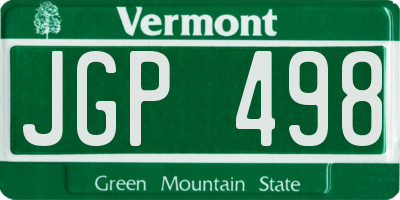 VT license plate JGP498