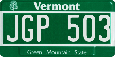VT license plate JGP503