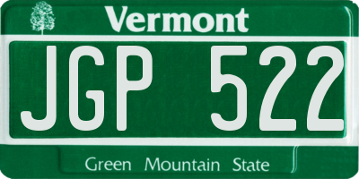 VT license plate JGP522