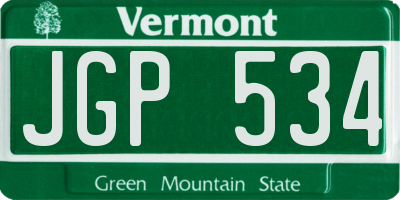 VT license plate JGP534