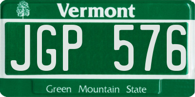 VT license plate JGP576