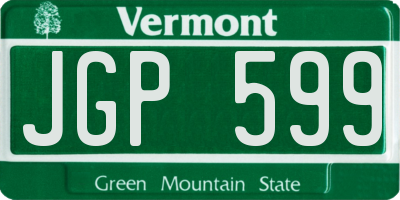 VT license plate JGP599