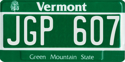 VT license plate JGP607
