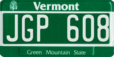 VT license plate JGP608