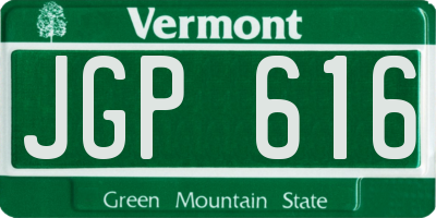 VT license plate JGP616