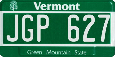 VT license plate JGP627