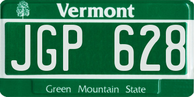 VT license plate JGP628