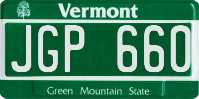VT license plate JGP660