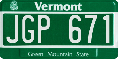 VT license plate JGP671