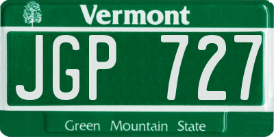 VT license plate JGP727