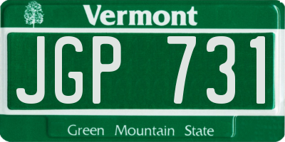 VT license plate JGP731