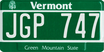 VT license plate JGP747
