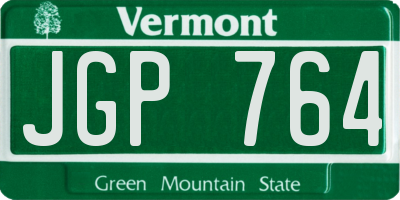 VT license plate JGP764
