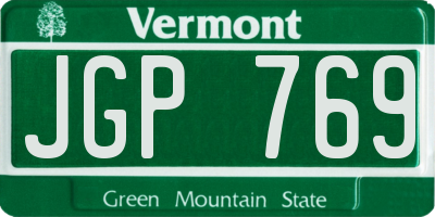 VT license plate JGP769