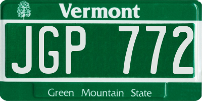 VT license plate JGP772