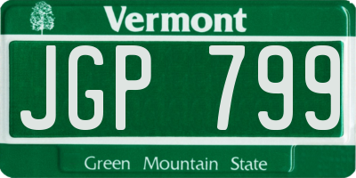 VT license plate JGP799
